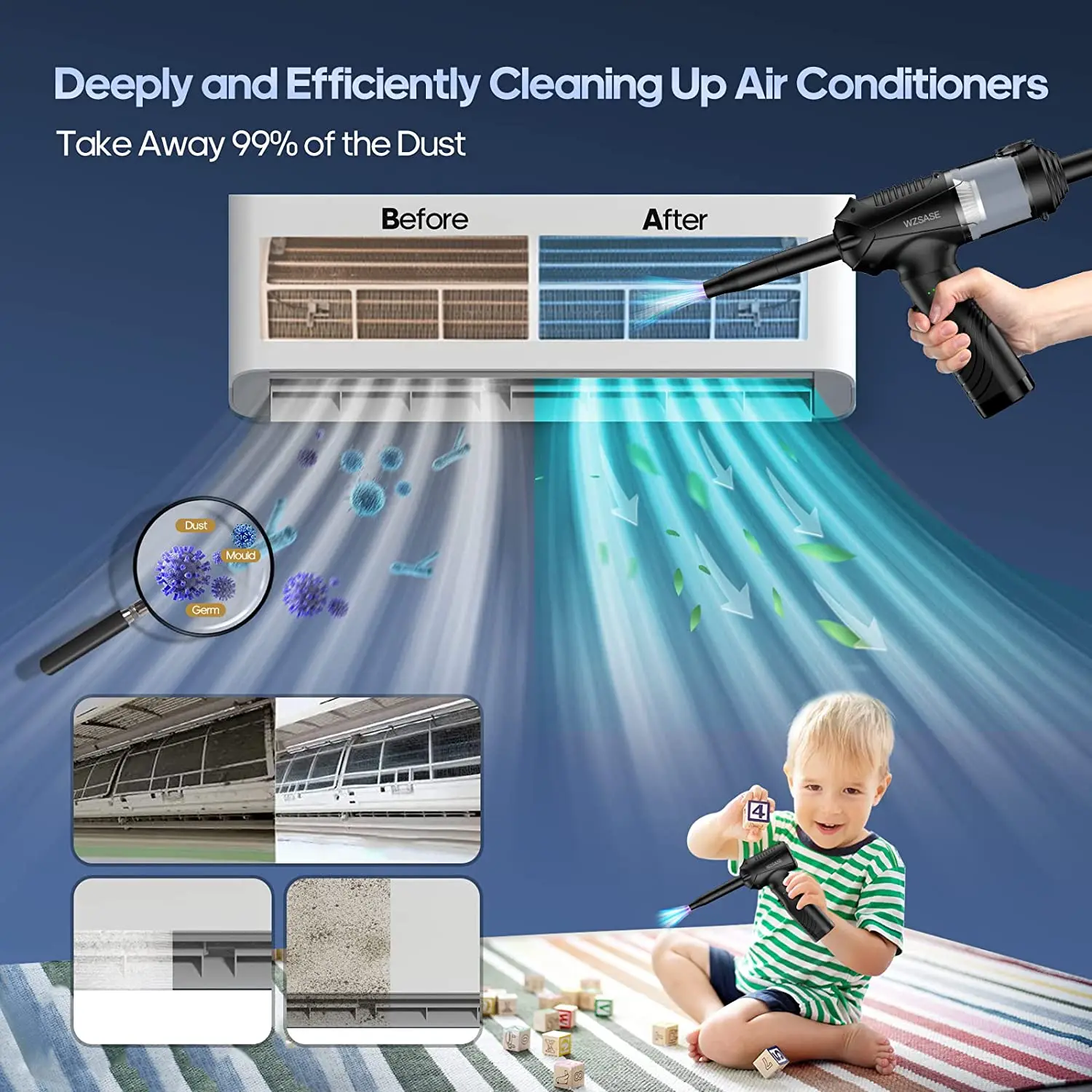 Беспроводная воздуходувка вращающаяся на 360 °