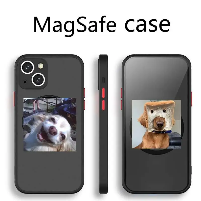 

funny cute dog aesthetics Phone Case Transparent Magsafe Magnetic Magnet For iPhone 13 12 11 Pro Max Mini Wireless Charging