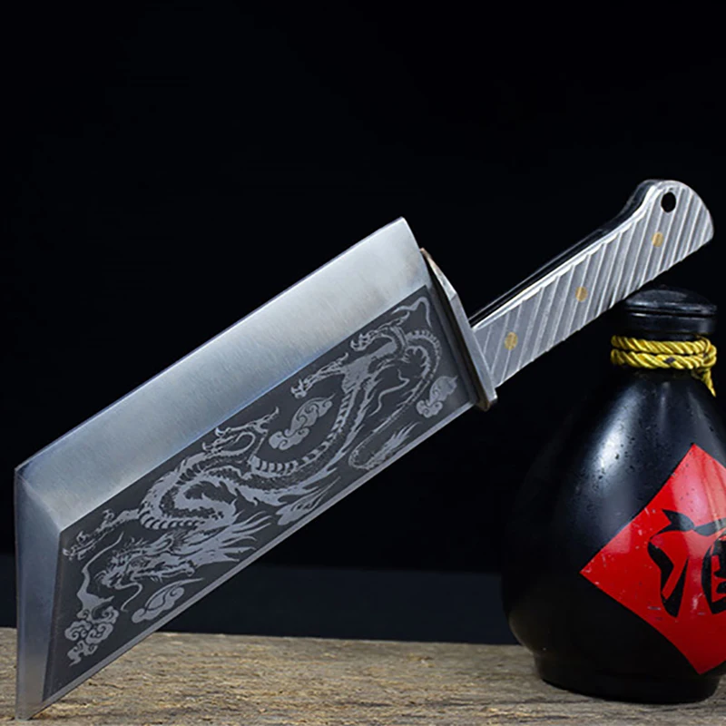 

7 Inch Chop Knife Sharp Hatchet Machete Handmade Forged Longquan Kitchen Knives Big Bone Poultry Tools 7Cr17MoV Steel Handle