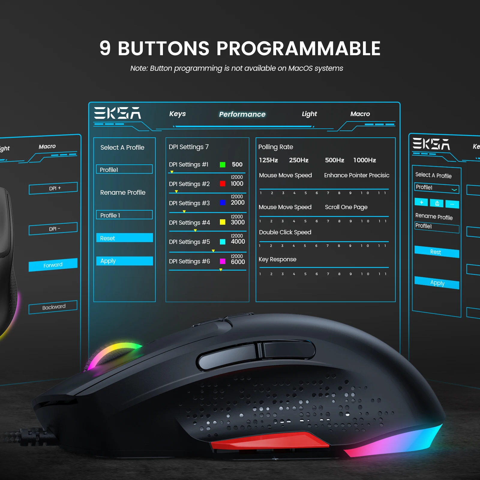 EKSA проводная USB ПК игровая мышь 12000 DPI RGB легкая Мышь Компьютерный Настольный