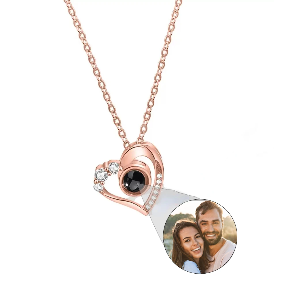 Custom Projection Necklace Personalized Picture Heart Pendant  Memorial Photo Bridesmaid Jewelry Trendy Best Valentine's Gift