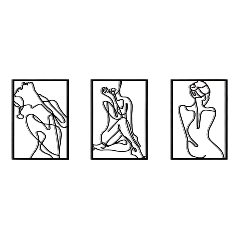 

Metal Minimalist Women Body Frame Sign Wall Art Decor Ornament Crafts Supplies for Indoor Outdoor Garden Yard Decoration M76D