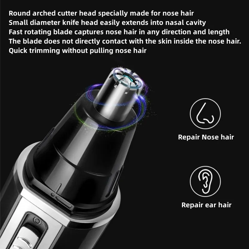 Electric Nose Hair Trimmer Eyebrow Trimmer Shaver Men's Portable Razor 4 Kinds of Cutter Head Replacement USB Charging enlarge