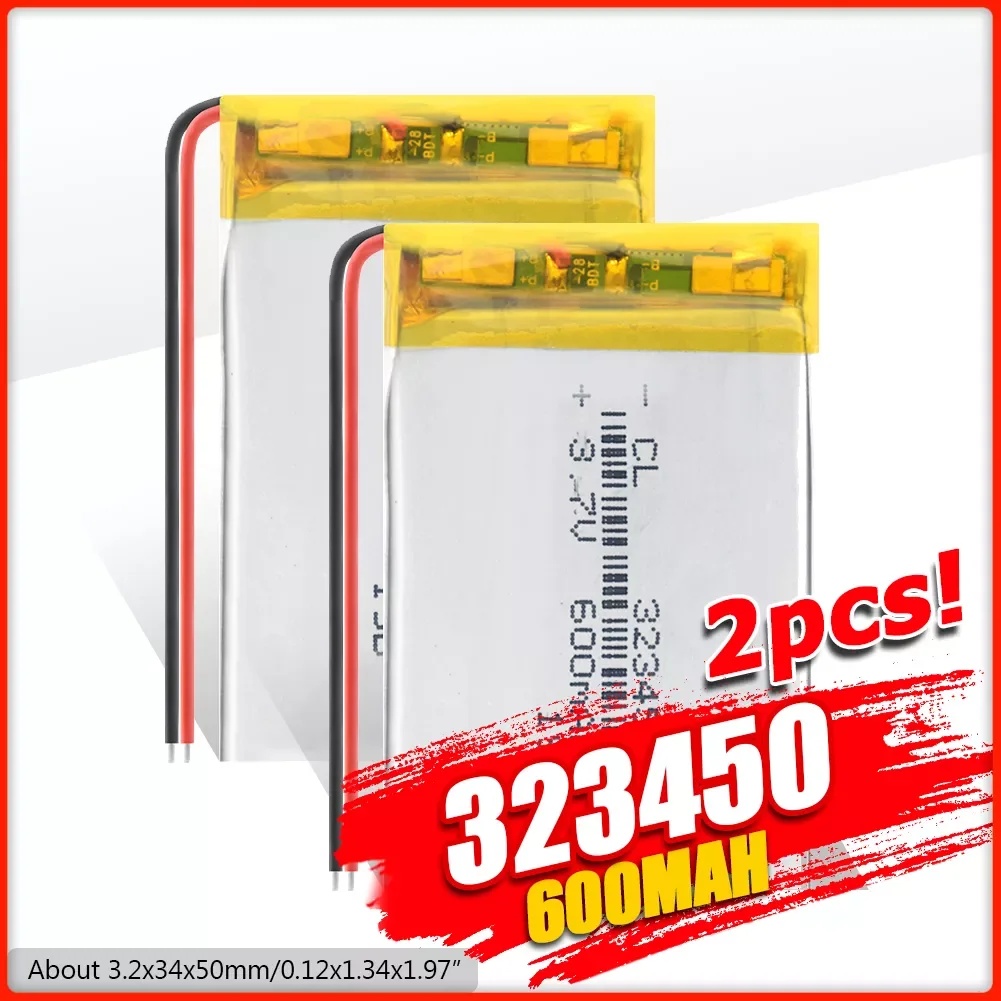 

2023New Pcs 3.7v 800mAh 2Pcs 323450 lithium polymer battery 3 7V volt li po ion lipo rechargeable batteries for dvd GPS navigati