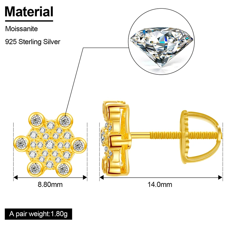 Серьги-гвоздики в виде цветка декор под драгоценный камень цвет серебро стиле