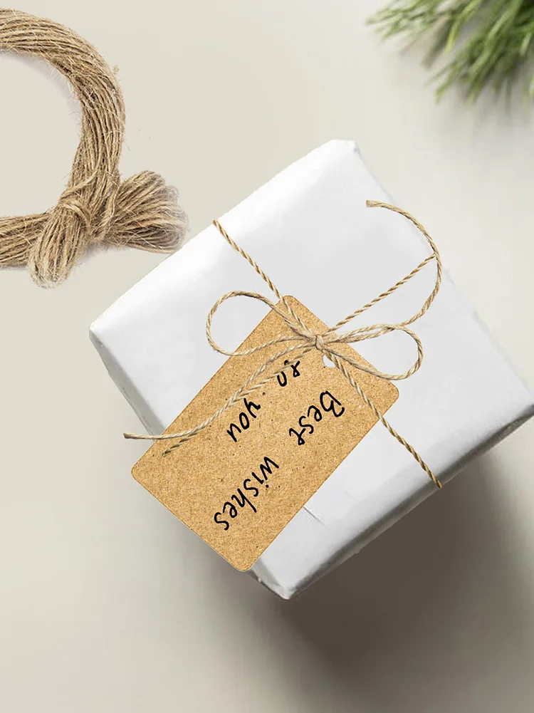 

100pcs Blank Gift Tag Kraft Paper Hang Tags Label With Ropes Gift Packaging Cards For Wedding Birthday Party Price Tags