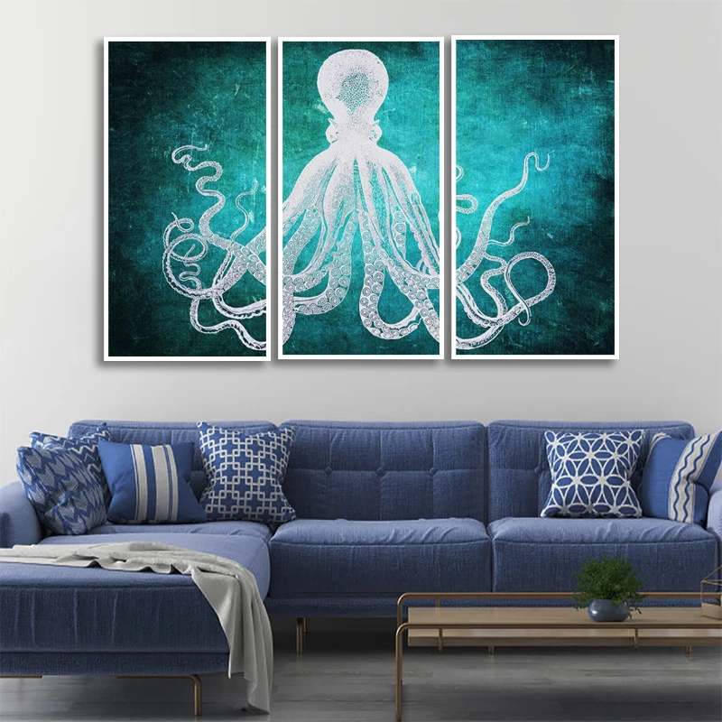 

3 Piece octopus Wall Art Pictures for Living Room Wall Decor Paintings on Canvas for bedroom Home Decorations