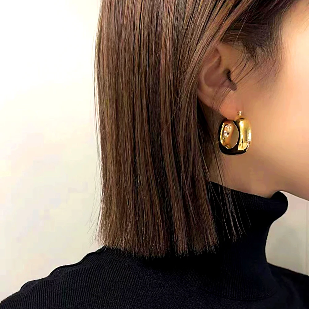 

Простые полые квадратные круглые серьги персонализированные Эффектные серьги подарок на день рождения Рождество