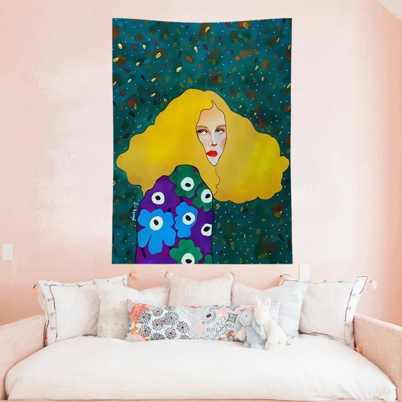 

Abstract Oil Painting Decoration Northern Europe Curtains Cartoon Girl Bedding Tapestry Beach Towel Carpet Table Cover Sofa Sets