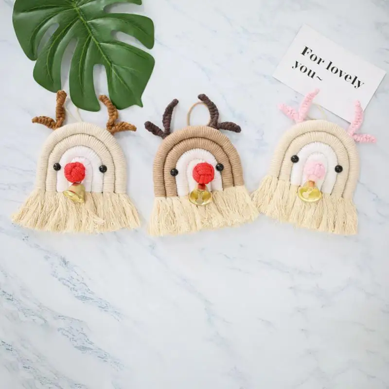 

Nordic Handmade Hanging Decoration Christmas Wool Elk Weaving Wall Hanging Decor Kids Room Decor Accessories Xmas New Year Gift