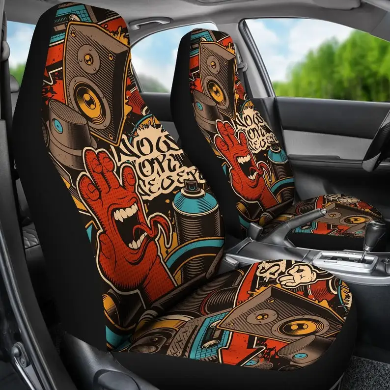 

Graffiti Car Seat Covers For Vehicle | Urban Art Custom Seat Covers For Car For Women | Car Accessories For Men | Boho Car Seat