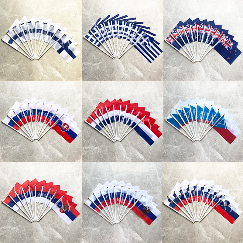 14x21cm 10pcs Austria Peru Singapore Albania China Chinese Tunisia Denmark Danish Georgia Indonesia Small Hand Flags and Banners - купить по