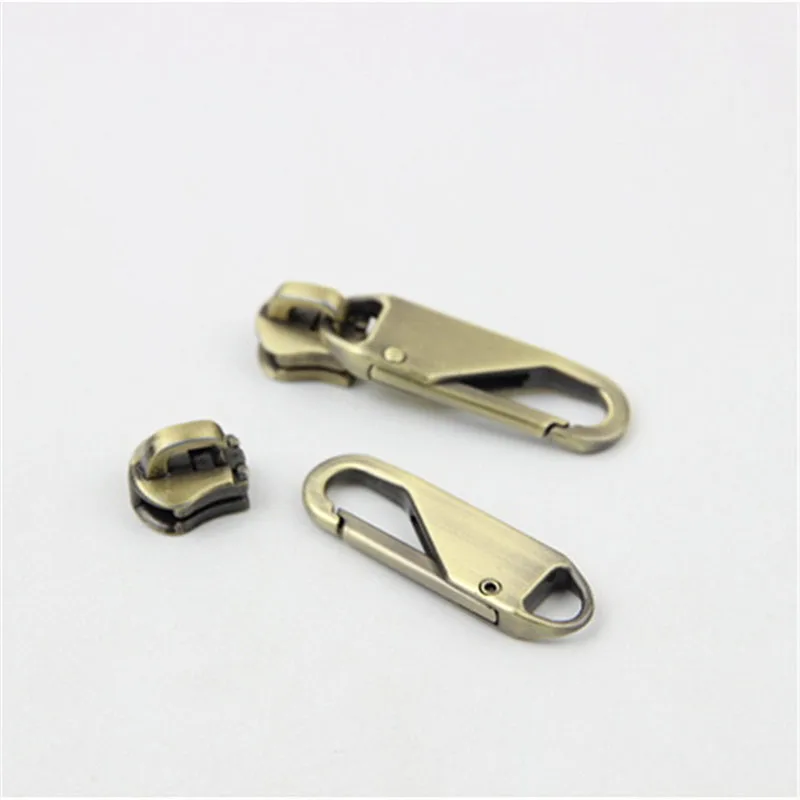 20pcs 5# Zipper Slider for Metal Zips Metal Snap Clasp Pendant Zipper Puller DIY Repair Parts Zip Head Bag Accessory