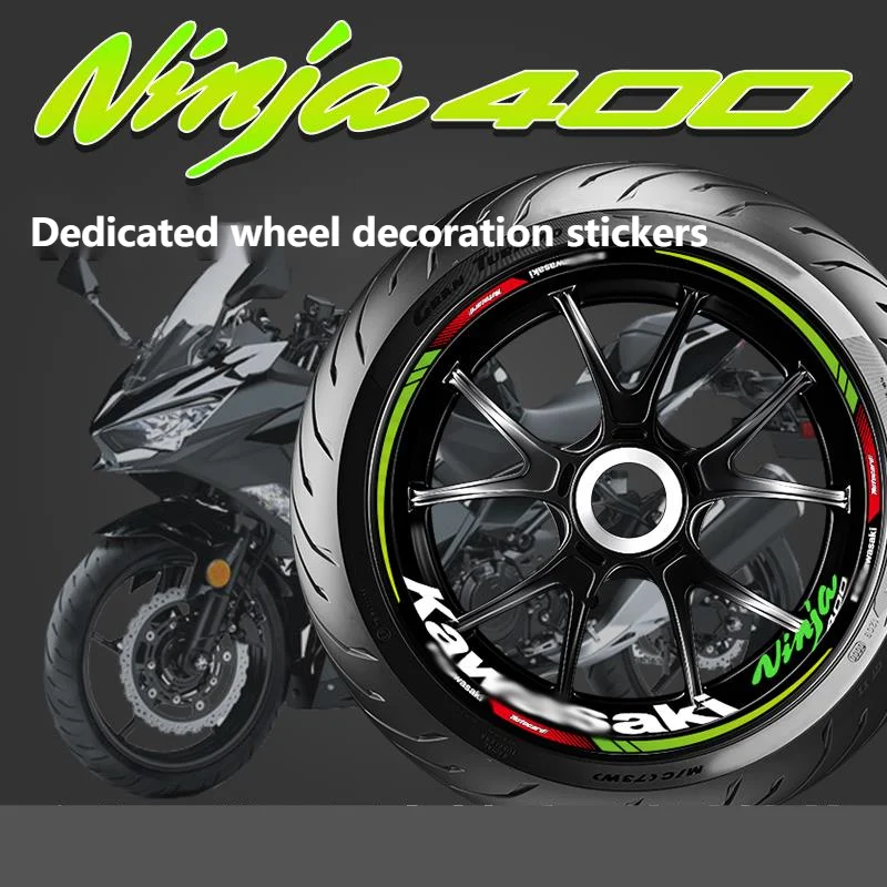

Motorcycle Wheel Hub with Tire Reflective Letters Shock-absorbing Stickers Decals for Kawasaki Ninja 400