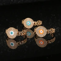 european and american new fashion jewelry round evil eye niche design ring womens open ring jewelry party gift