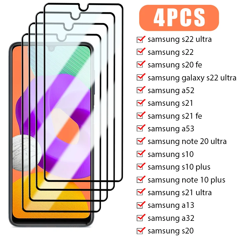 

4 шт., Защитное стекло для Samsung S22 S21 S20 FE 5G A72 A52 A04