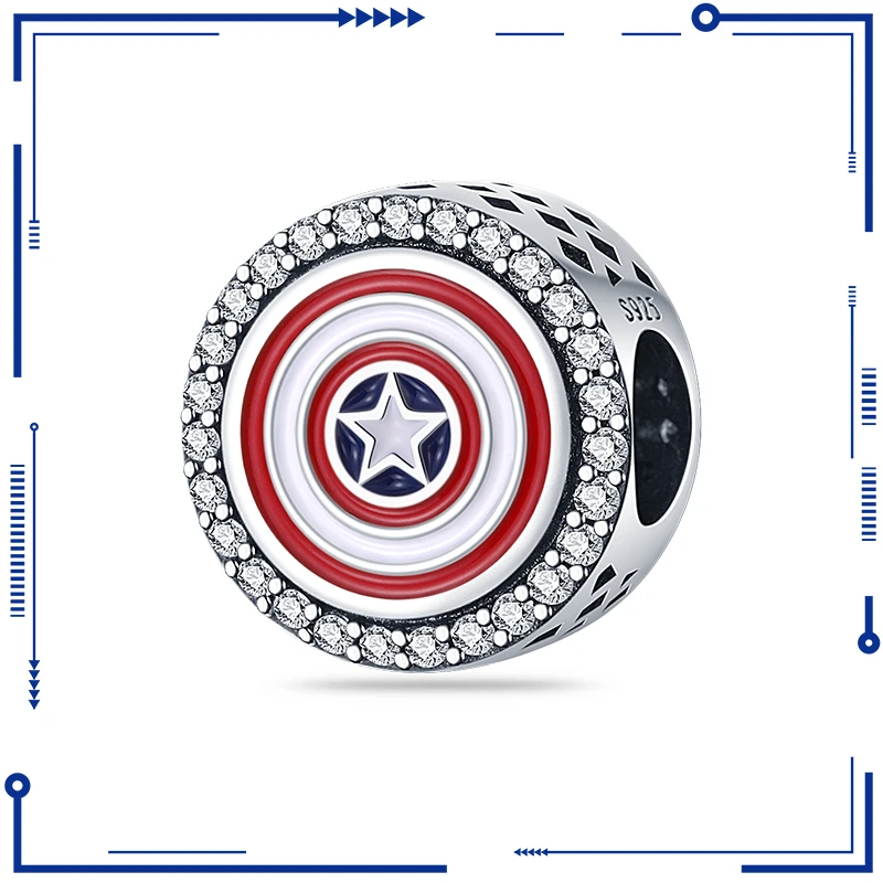 

Marvel Avengers Captain America Shield Pattern Beads Fits Pandora Original Bracelet Women 925 Silver Beads DIY Jewelry Gift Hot