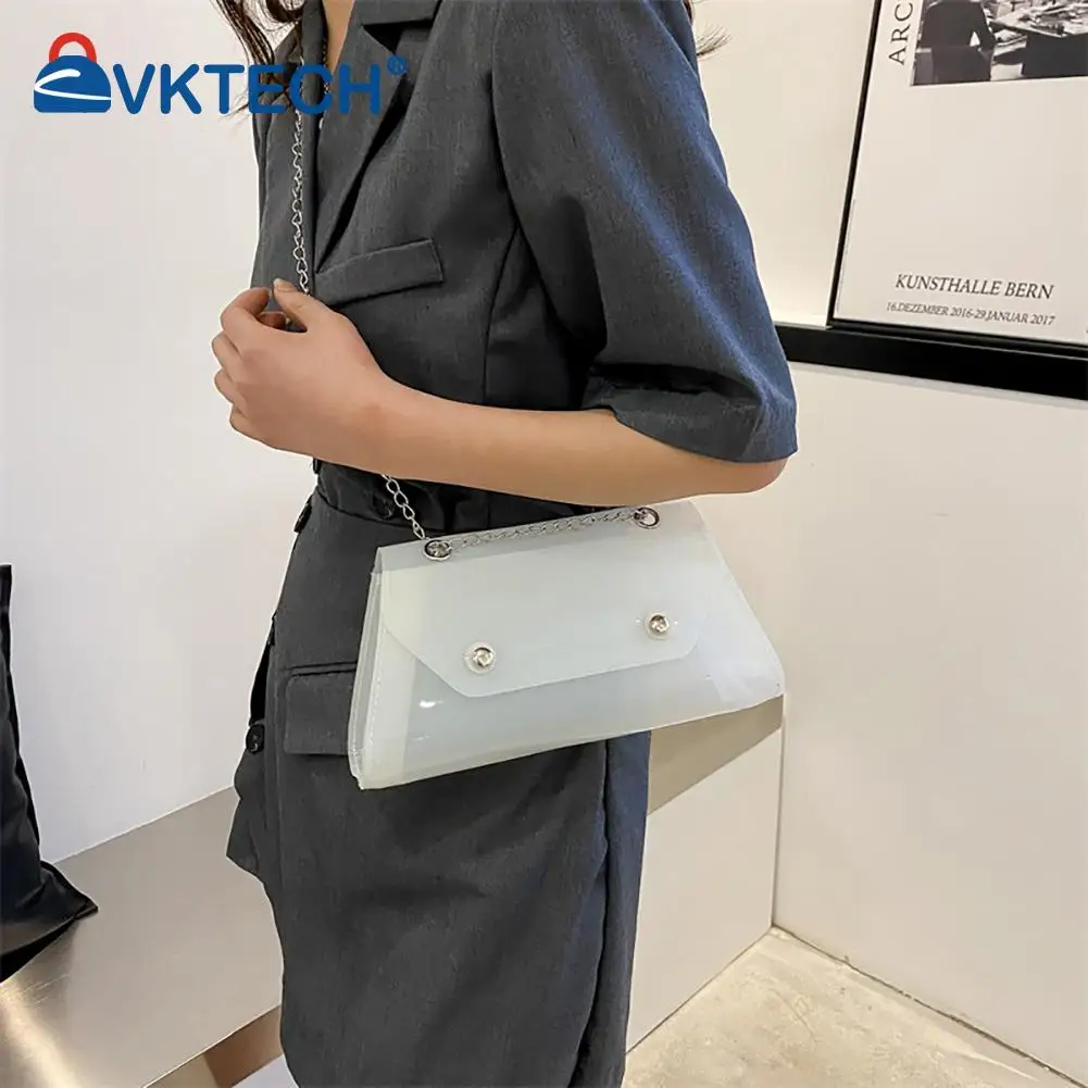 

Fashion Transparent Crossbody Bag for Women Candy Color Fashion Small Shoulder Messenger Bag Female Chain PVC Jelly Tote Purses