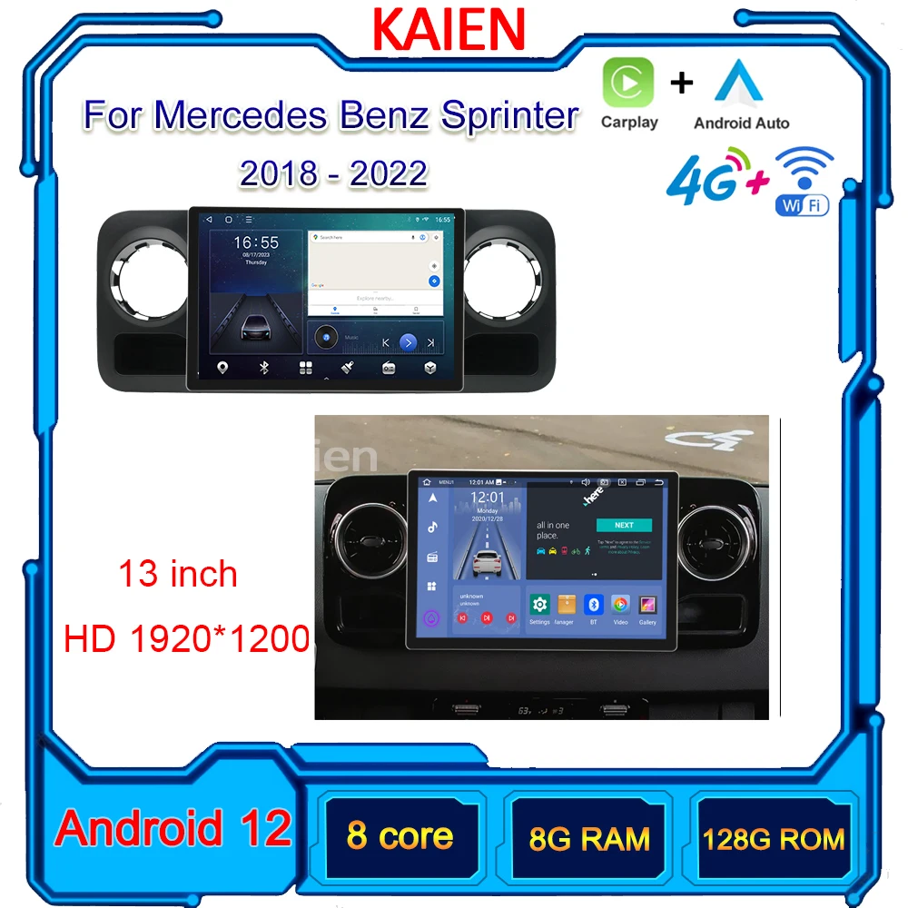 

Автомагнитола KAIEN для Mercedes Benz Sprinter 2018-2022, Android 12, автонавигация, GPS, стерео, видеоплеер, DVD, мультимедиа, DSP, 4G