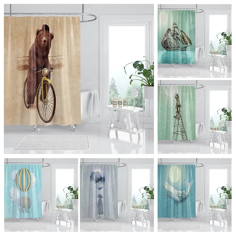 

Водонепроницаемые тканевые занавески для душа, занавески для ванной, аксессуары, занавеска для ванной, для душа, 180x200 см, 240*200, аниме, украшен...