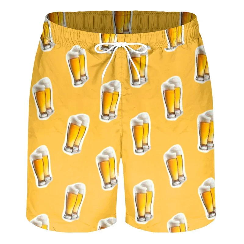 Шорты мужские пляжные быстросохнущие смешные с 3D-принтом пива для серфинга