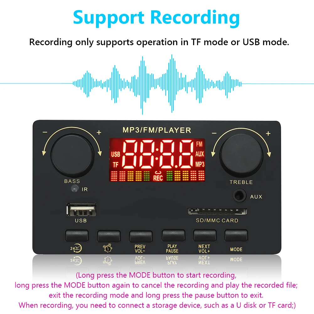 Плата декодирования совместимая с Bluetooth 12 В громкая связь MP3-плеер пультом