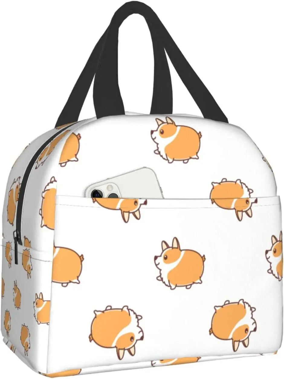 

Corgi Dog Walking Cartoon Print Lunch Box Kawaii Small Insulation Lunch Bag Reusable Food Bag Lunch Containers Bags