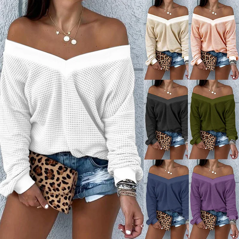 

2023 Women's Autumn and Winter New V-neck Long Sleeve T-shirt Tops