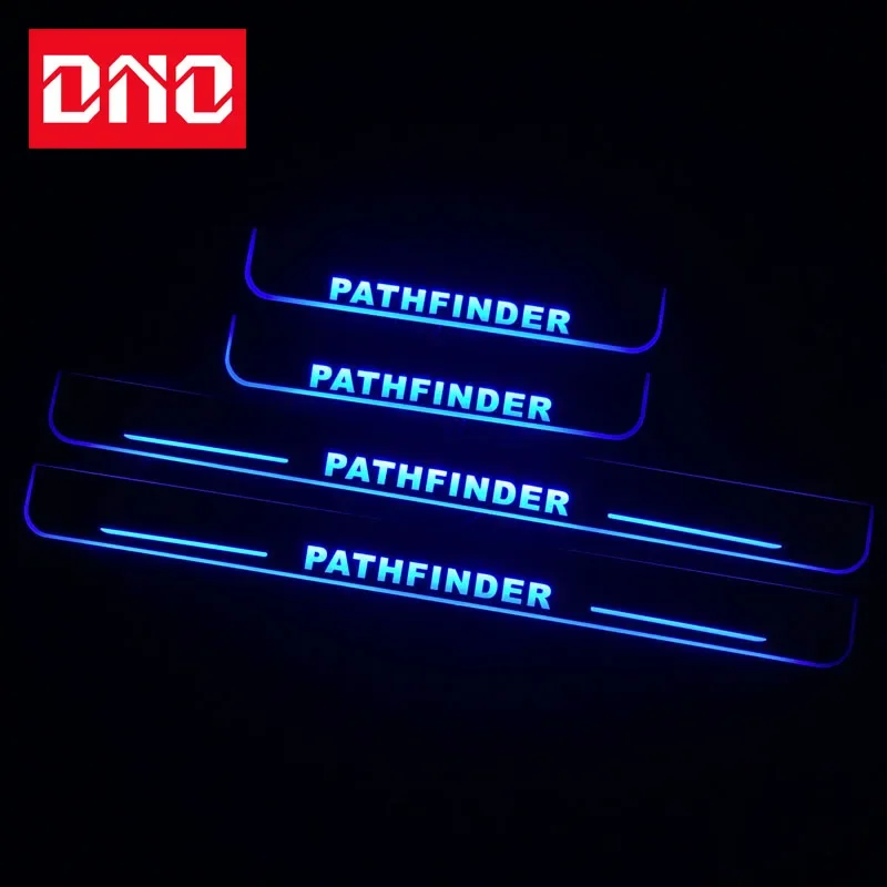 

Накладка на педаль, светодиодный автомобильный светильник, накладка на порог, динамический стример, приветственная лампа для Nissan Pathfinder 2010-2019 2020 2021