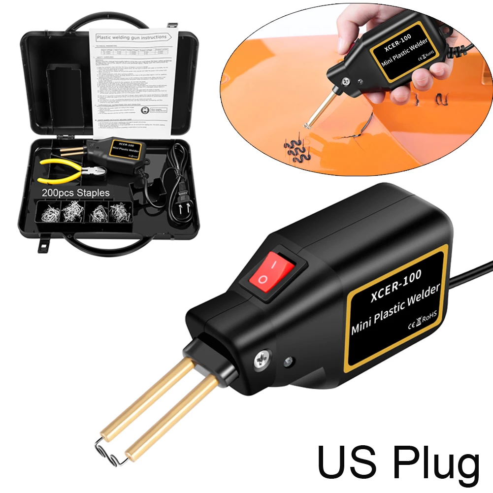 

100W Mini Hot Stapler Plastic Welding Machine Car Bumper Repair Kit 200pc Welding Studs Bumper Soldering Iron Garage Tools