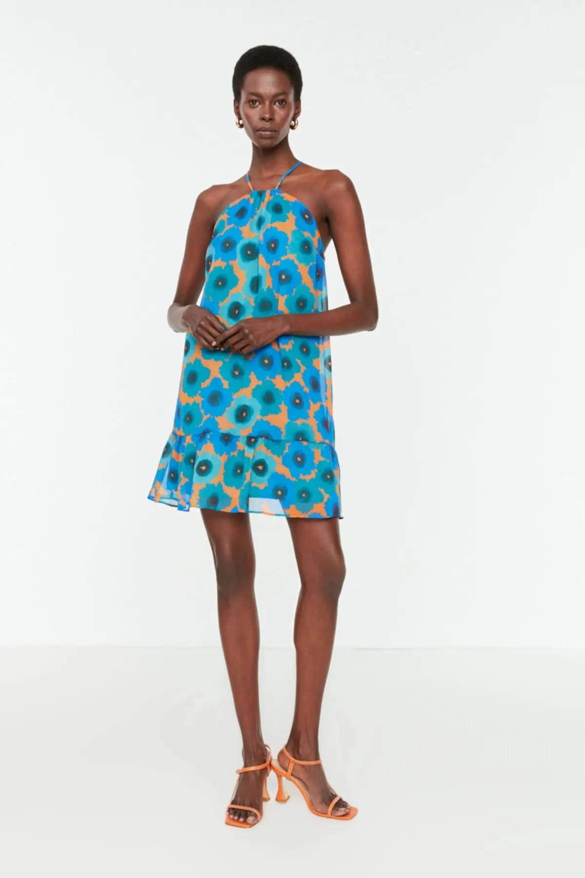 

Women's Dress Navy Blue Halter Neck Elegant Fashion Casual Casual Casual Short Sleeve Summer Boho Beach Dress