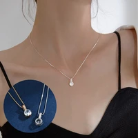 women clavicle chain shine zircon geometric drop necklace fashion jewelry
