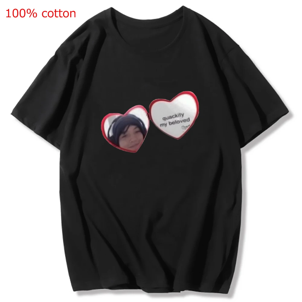 Женская/мужская футболка с принтом Quackity летняя черная/белая уличная одежда в