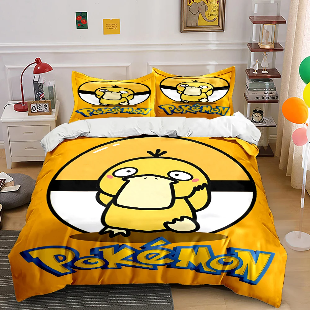 Комплект постельного белья из аниме Pokemon Psyduck одинарный двойной большой размер