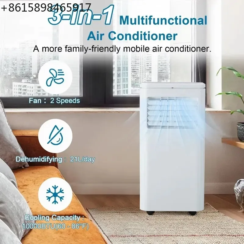 Фото Портативный кондиционер 8000 BTU для дома с комплектом для оконной установки, 3-в-1: охлаждение, осушение, вентиляция, для помещений до 42 кв.м, быстрая работа №3