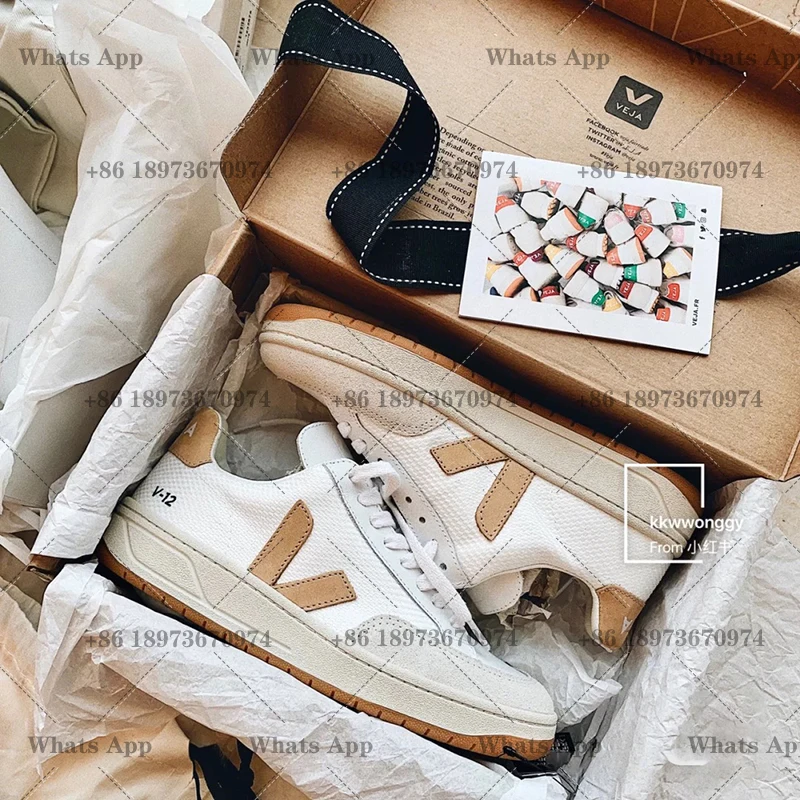 

New VEJA V12 Sneakers Women's Small White Shoes Unisex Couples Sneakers fashion Men's Veja Shoes Vegetarianism Sizes 35-46