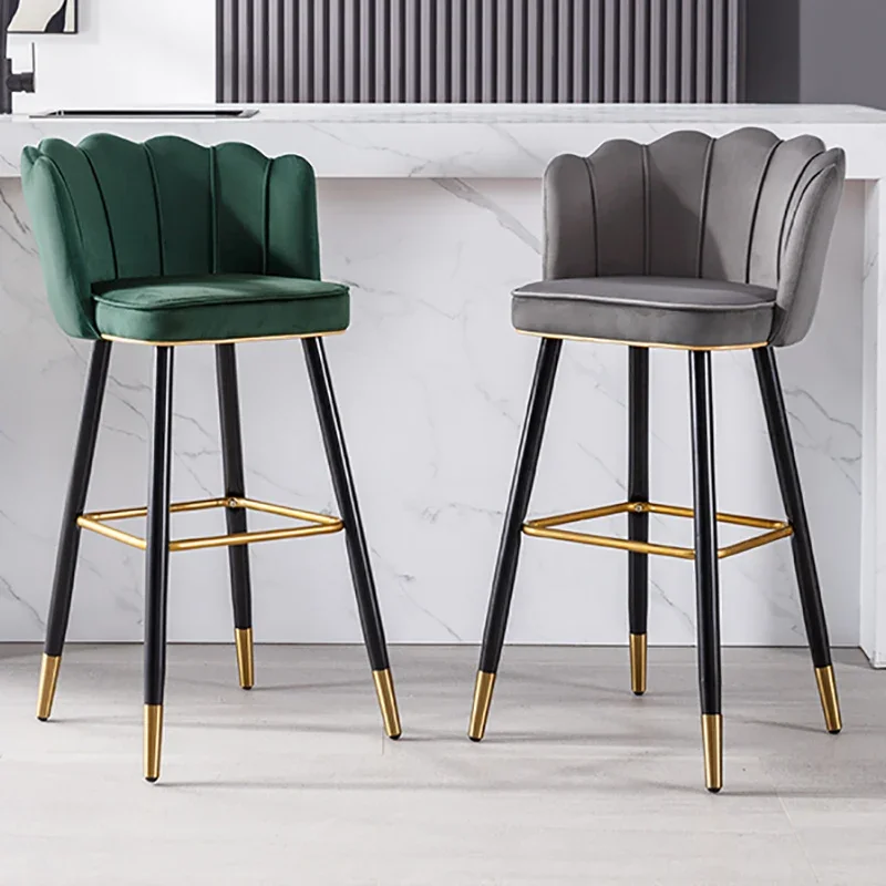 

Velvet High Stool Bar Chair Modern Living Room Nordic Luxury Bar Stools Minimalist Dining Chairs Kitchen Industrial Furniture