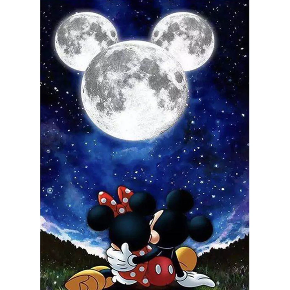 

Алмазная 5D картина Disney, мультяшное хобби, Микки, Минни Маус, луна, алмазная вышивка, картина с животными, стразы, мозаика, домашний декор