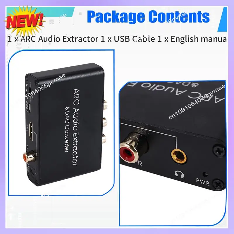 Фото T24C ЦАП Аудиоконвертер ARC Audio Extractor -Совместимый оптический SPDIF коаксиально-аналоговый 3,5 мм цифро-аналоговый №1
