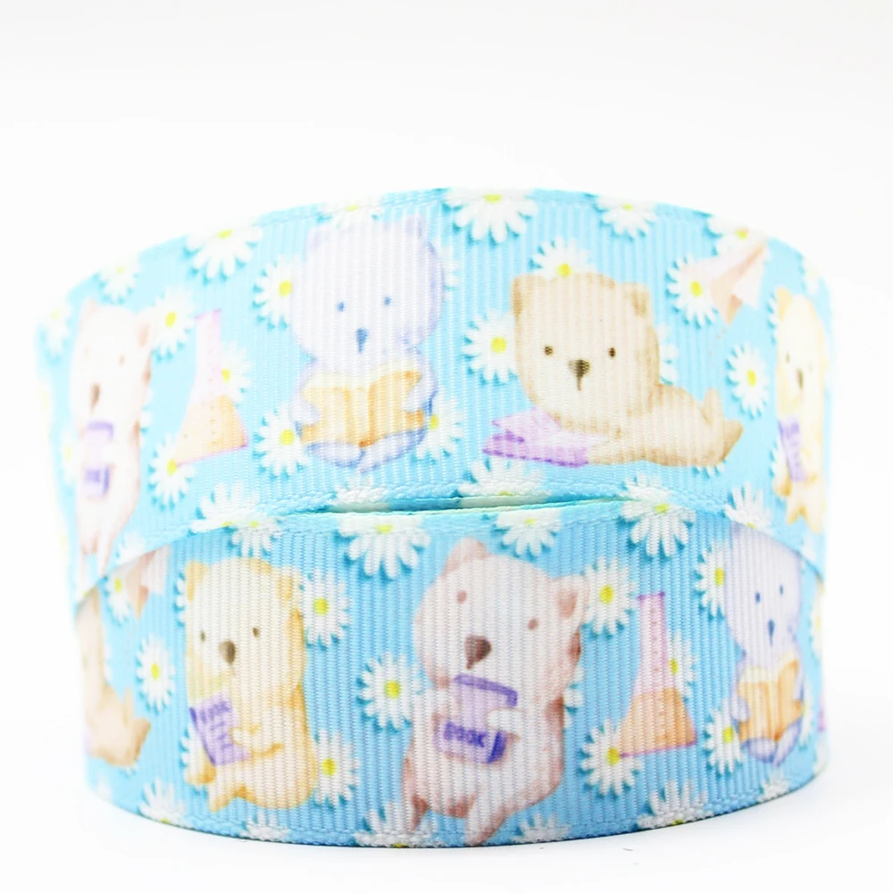 1 дюйм, 25 мм, корсажная лента с принтом милого медведя, материалы ручной работы «сделай сам», аксессуары для волос, оберточная лента для свадебного подарка, 10/25/50 ярдов