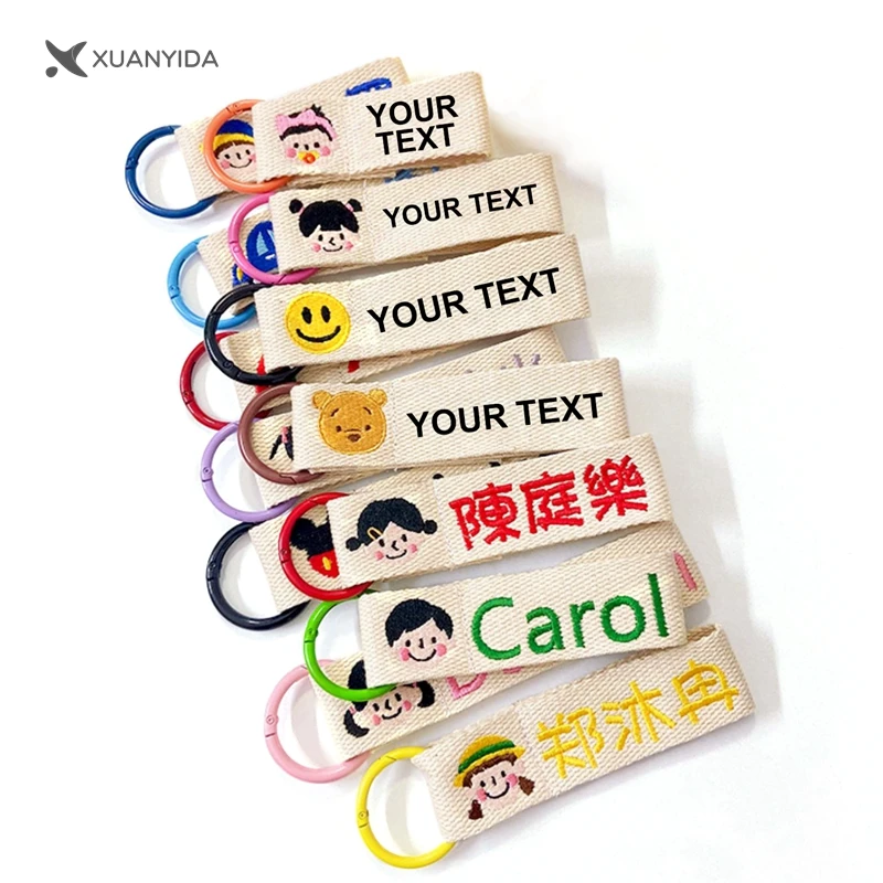 

Korean Ins lovely Custom Name Keyring For Baby Children's Teacher Clothing School bag Cute DIY Personalized Name Tag keychain fo