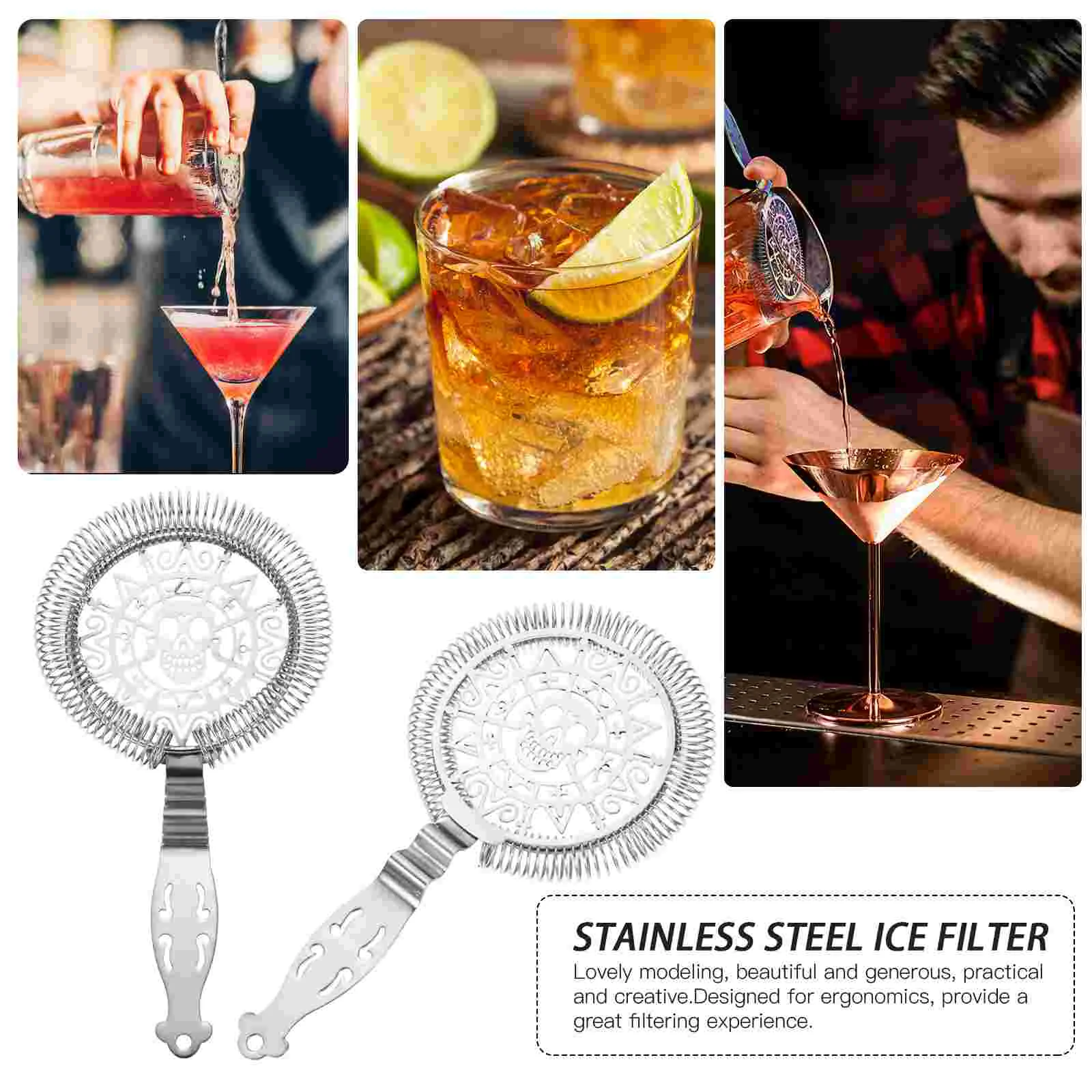 

Strainer Cocktail Bar Fine Mesh Sieve Steel Stainless Martini Shaker Drink Bartender Julep Sifter Filter Ice Metal Barware Tool