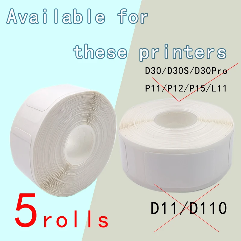 5PK P15 этикеточная бумага P11 клейкая лента 12*22 белая этикетка лента подходит для пристара P15 Marklife D30Label tape P12 D30 D30S термоэтикетка