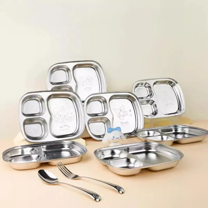 Лидер продаж стальная обеденная тарелка Sanrio Hellokitty Sus304 мультяшная для фаст-фуда