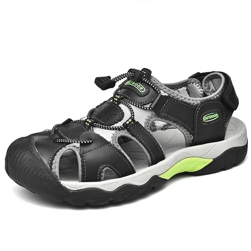 

Сандалии мужские из натуральной кожи, босоножки для воды и треккинга, модные тапочки, пляжная обувь, большие размеры, лето 2022