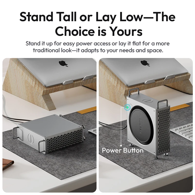 Фото Чехол Ulanzi QT01 из алюминиевого сплава для Mac Mini M4/M4 Pro с гладкой полой задней частью и быстрым охлаждением №2