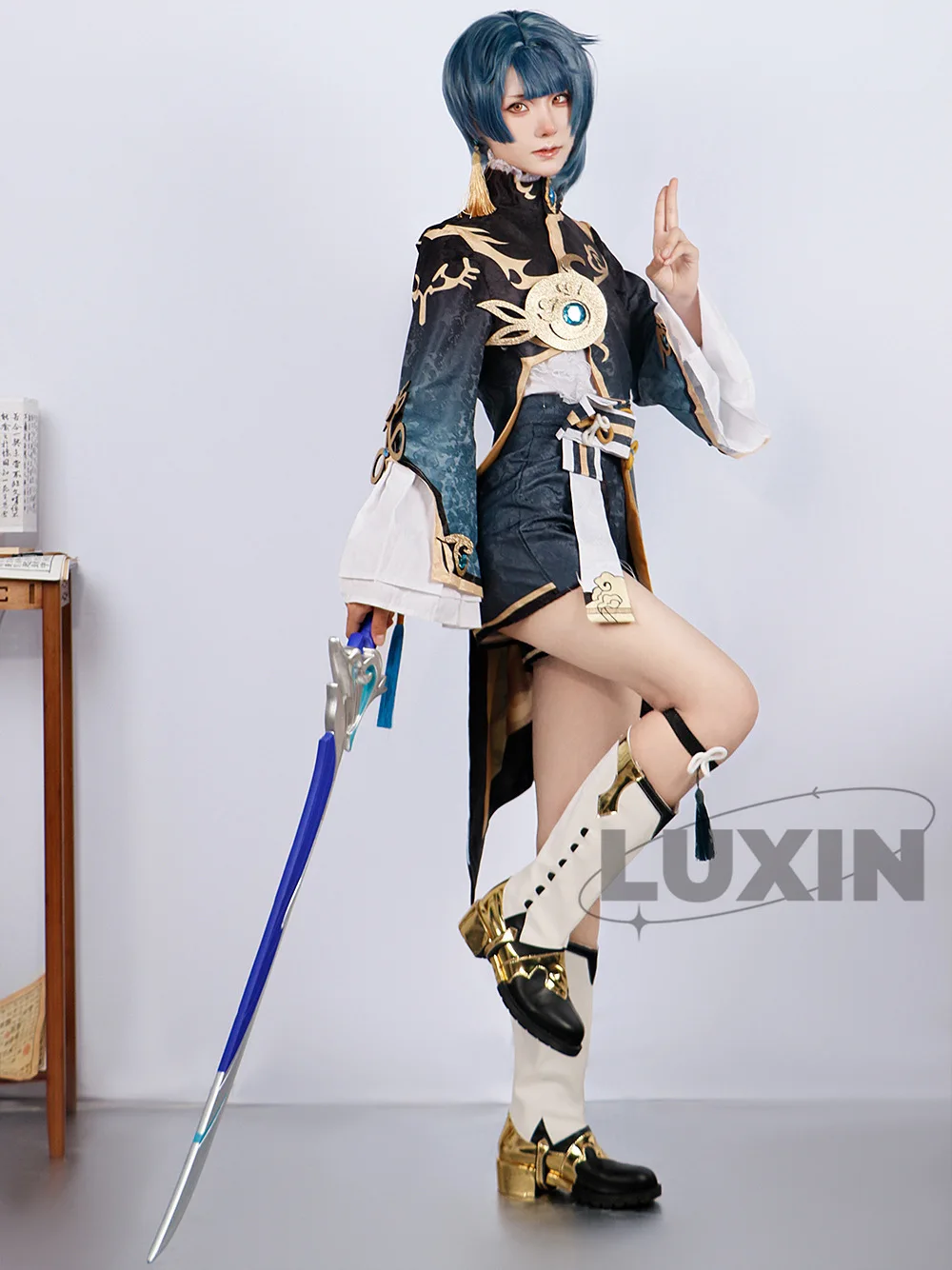 Костюм для косплея Xingqiu Genshinimpact костюм с париком комплект обуви наряды Аниме игры