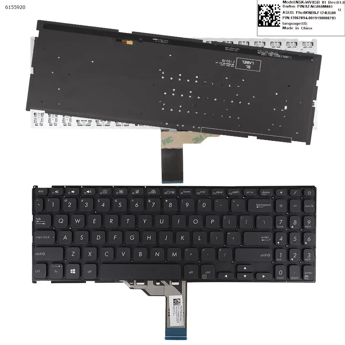 

US Laptop Keyboard for ASUS Vivobook X512 X512FA X512DA X512UA X512UB X512FB X512FL F512DA F512FA BLACK Backlit