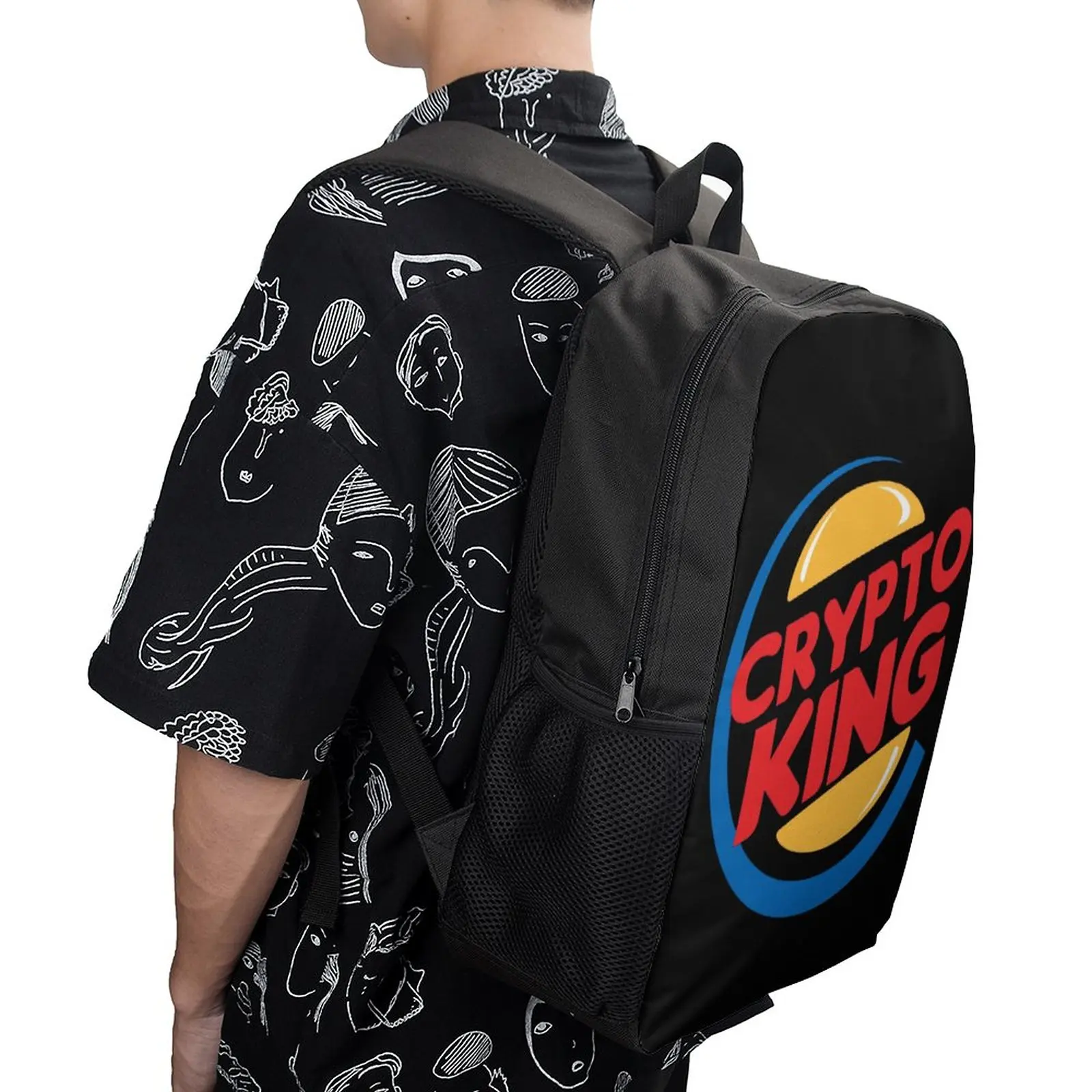 

17 Inch Shoulder Backpack Crypto King Secure Creative Snug Travel Rucksack