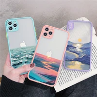 watercolor painting phone case for iphone 13 12 11 pro max mini x xs xr max 7 8 plus se2 aquarelle ocean waves shockproof covers